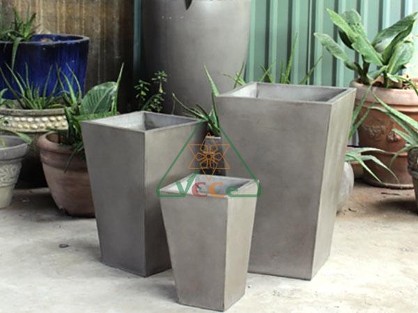 Fiber Concrete pottery, Set of 3 Tapered Planter