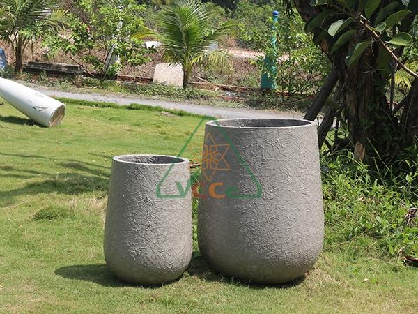 Fiber Concrete Planter, set of 3 Tall round