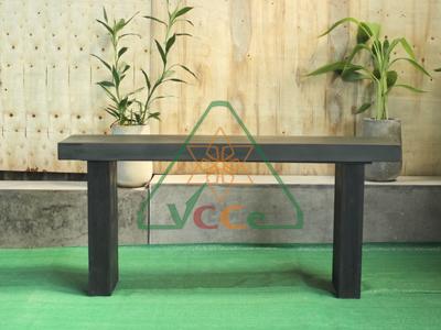 Console Table 60″- Concrete top & Acacia brushed antique wood leg