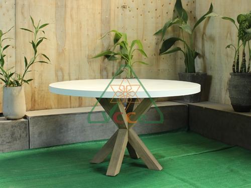 X-Design Wood leg Round Concrete Dining table 54″