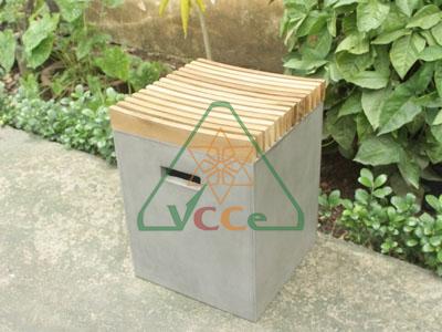 Concrete Square Stool – Nice wood top
