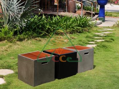 Concrete Square Stool – Nice wood top